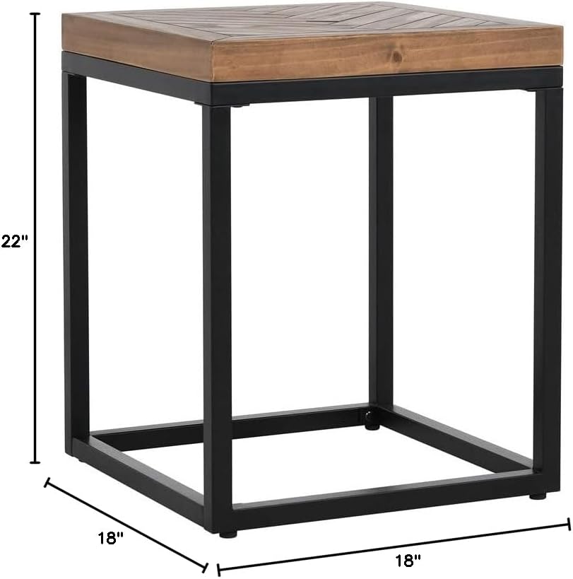 Kosas Home Chantel 22x18 Square Solid Pine Wood End Table in Brown/Black