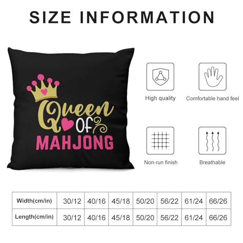 Mahjong Queen Funny Throw Pillow Covers 2 Pack Plush Cushion Protect Case for Sofa Bedroom 18 