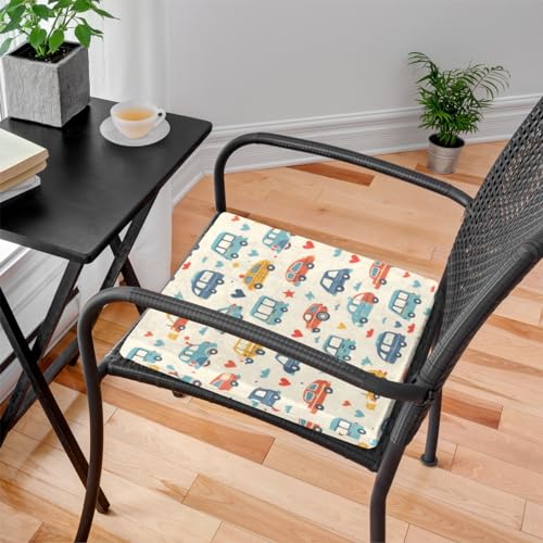 Cute Blue Pinks Dinosaur Memory Foam Chair Cushion for Dining Chair Comfortable Seat Cushion Non Slip Kitchen Cafe Office Square Chair Pad