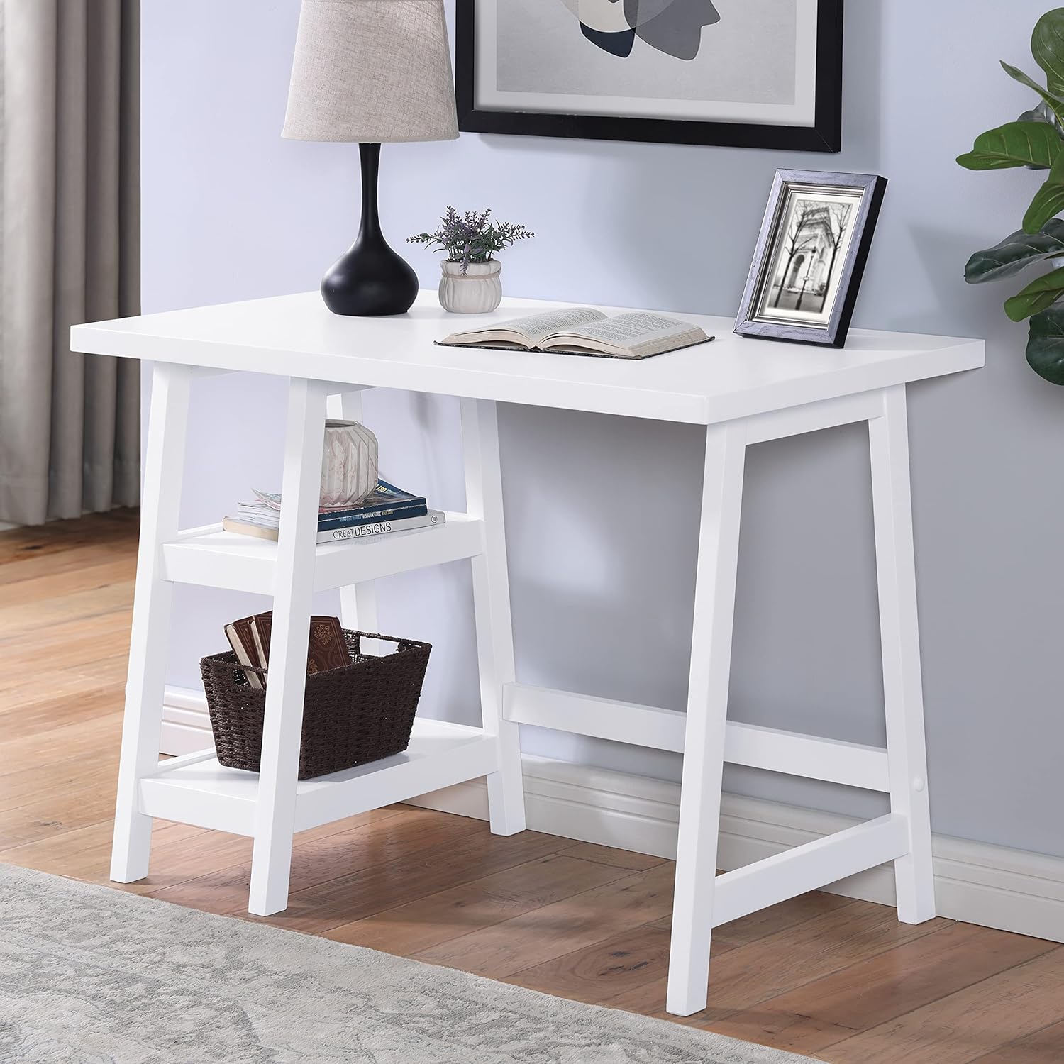 Roundhill Furniture Redina Desk, White