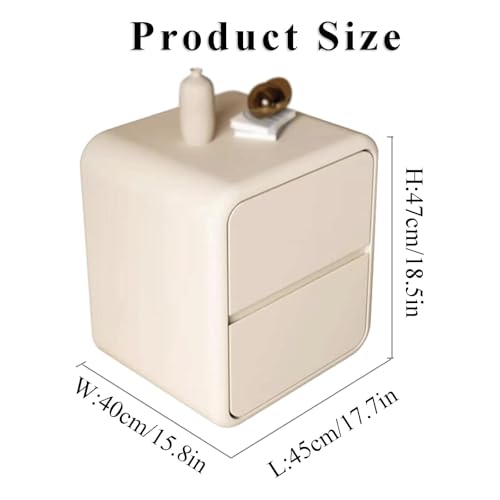 Solid Wood Nightstands Leather Wrapped Bedside Cabinet Light Luxury Bedroom Bedside End Table with 2 Drawers Bedside Dresser