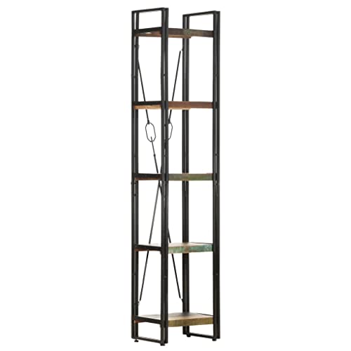 SKM 5-Tier Bookcase Book Shelf for Storing and Displaying Book Collection, Magazines, Documents, Photo Frames and Collectables Solid Wood and Steel Structure 23.6
