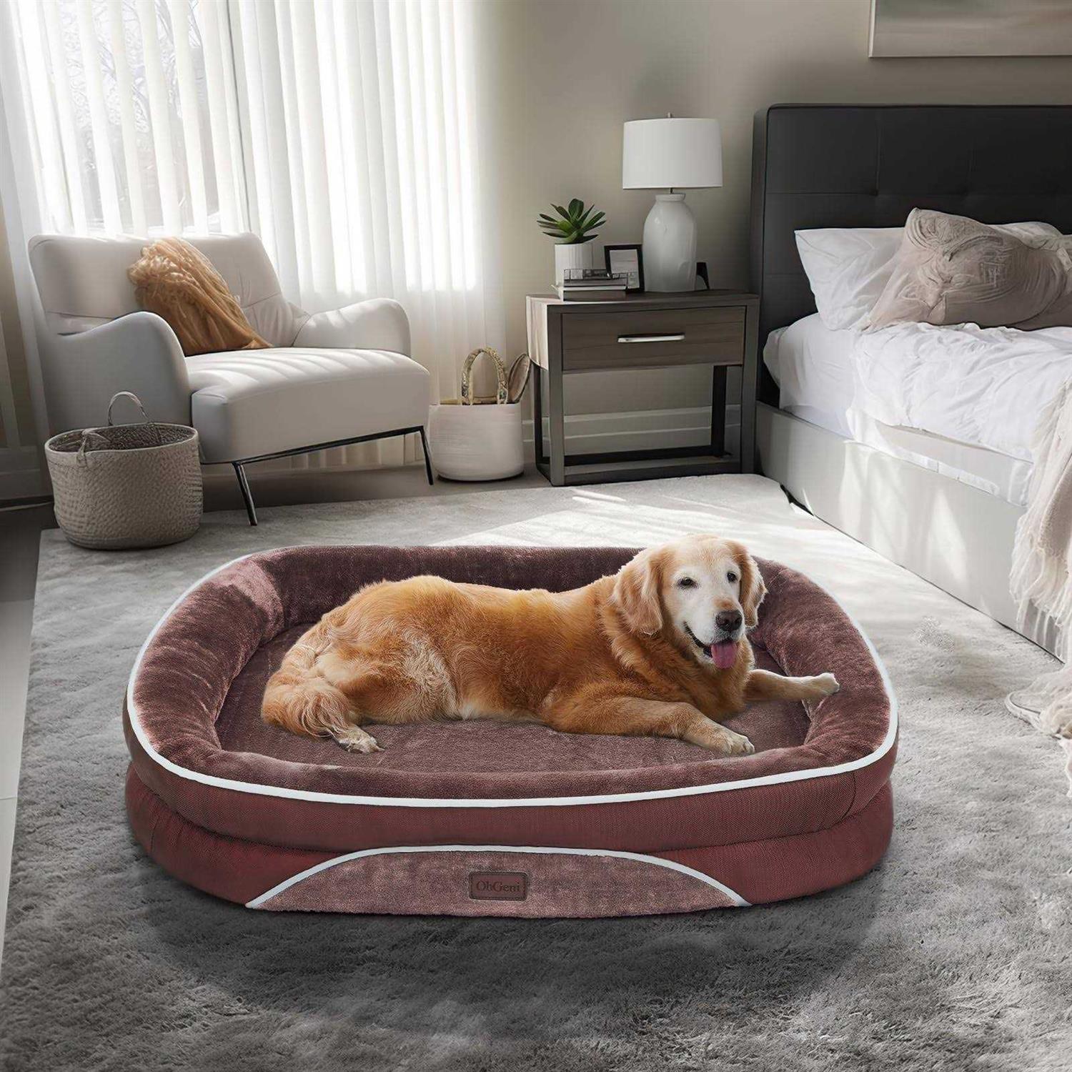 Ohgeni Orthopedic Dog Bed for Large Dogs, Oversized Couch Design with Egg Foam Support, Removable, Machine Washable Plush Cover and Non-slip Bottom - Pet Supplies online store
