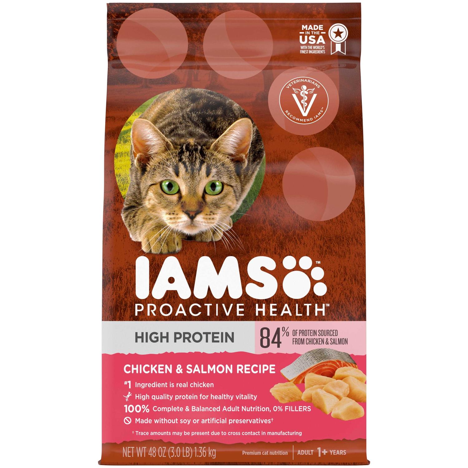 Iams Proactive Health High Protein Adult Dry Cat Food with Chicken & Salmon - Pet Supplies online store