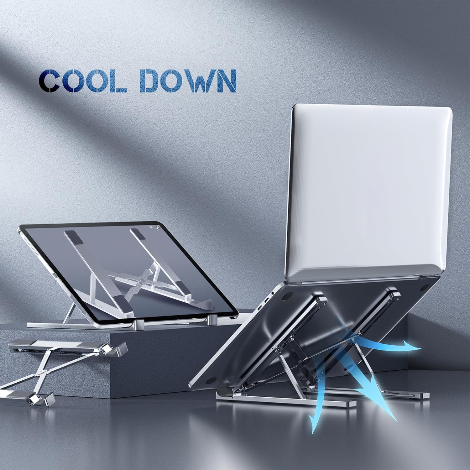 Laptop Stand for Desk Adjustable Laptop Riser with 8-Angle Adjustment Aluminium Alloy Laptop Holder Foldable Computer Stand for 10-16