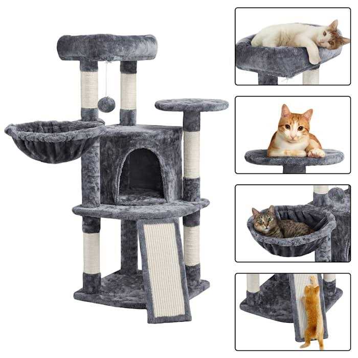 Topeakmart Medium Plush Cat Tree Condo with Basket - Pet Supplies online store