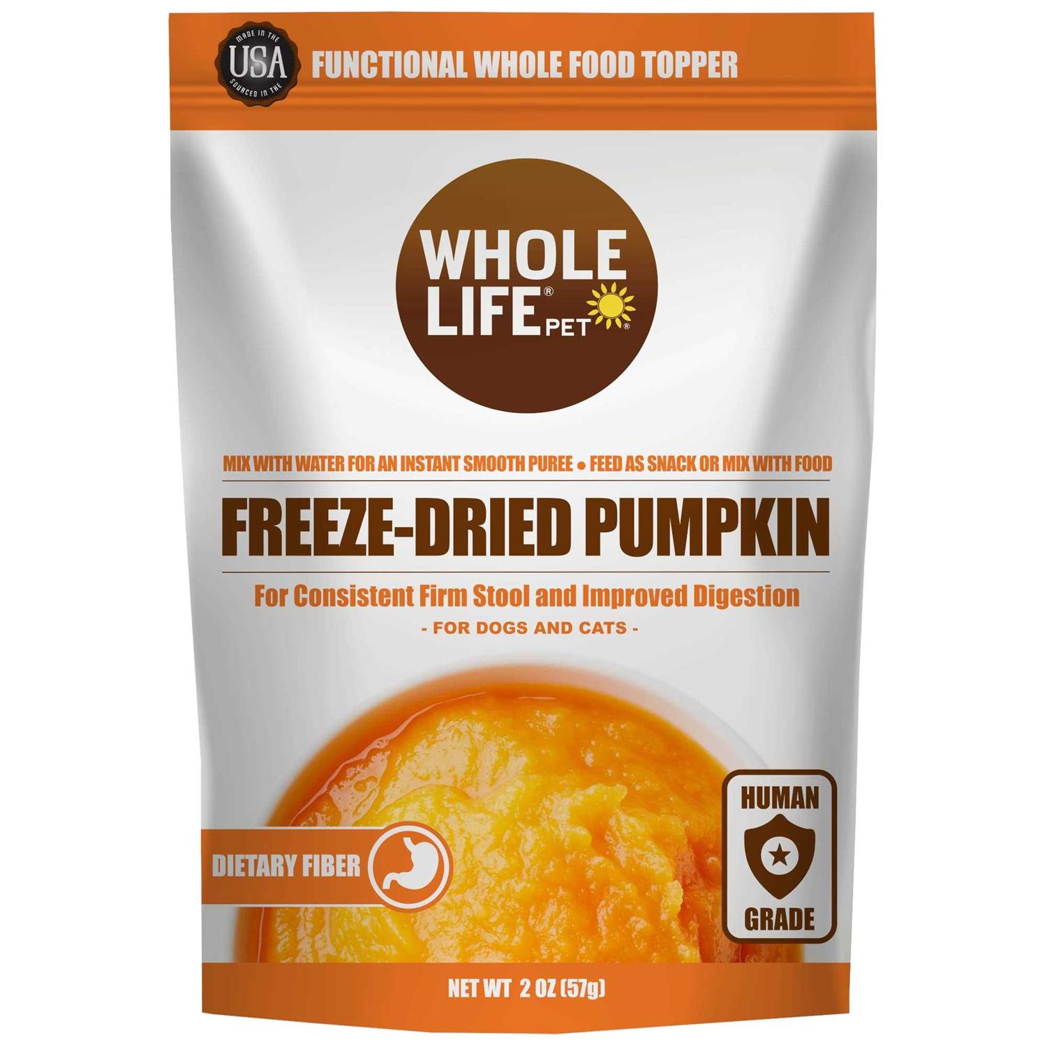 Whole Life Pet Human Grade Freeze Dried Instant Pumpkin Powder for Dogs & Cats - Pet Supplies online store