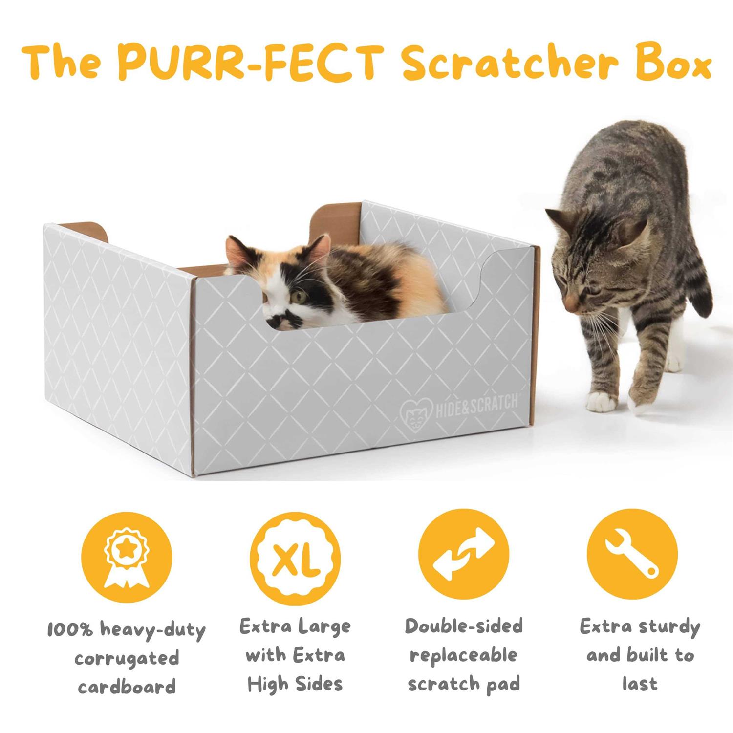Hide & Scratch Extra-Large Heavy Duty Cardboard Cat Scratcher and Lounger Box with Refillable Scratch Pad - Pet Supplies online store