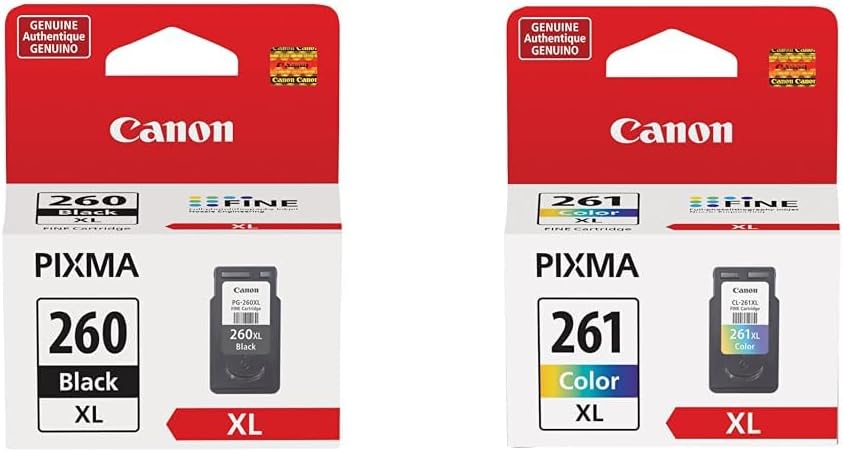 Canon PG-260Xl Black CL-261XL Color Ink Cartridges Compatible with TR7020, TS6420, TS5320 Printers