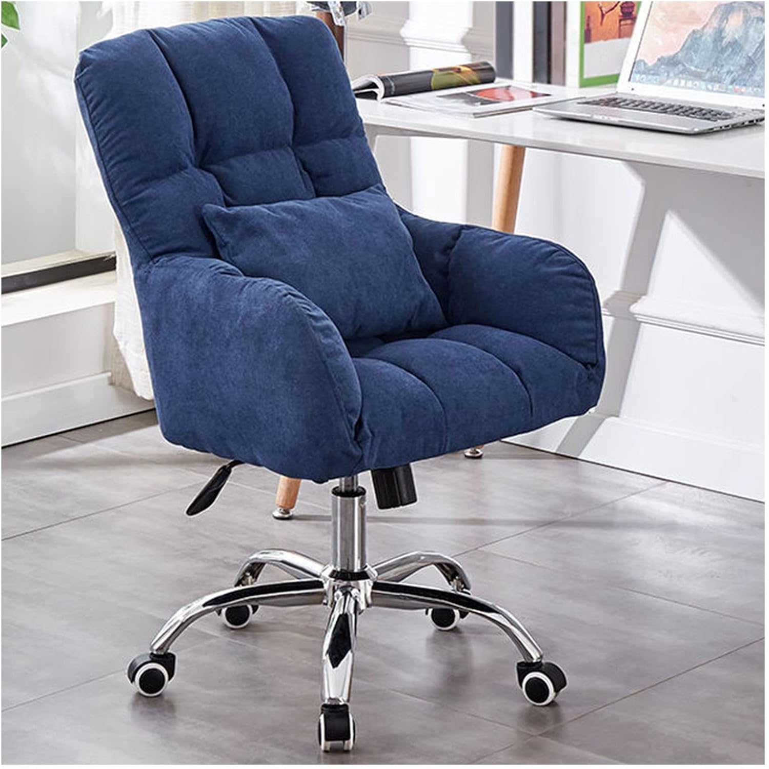 Swivel Chair Office Chair Home Swivel Chair Leisure Vanity Armchair, Computer Desk Chair, Height Adjustable + 360° Castors