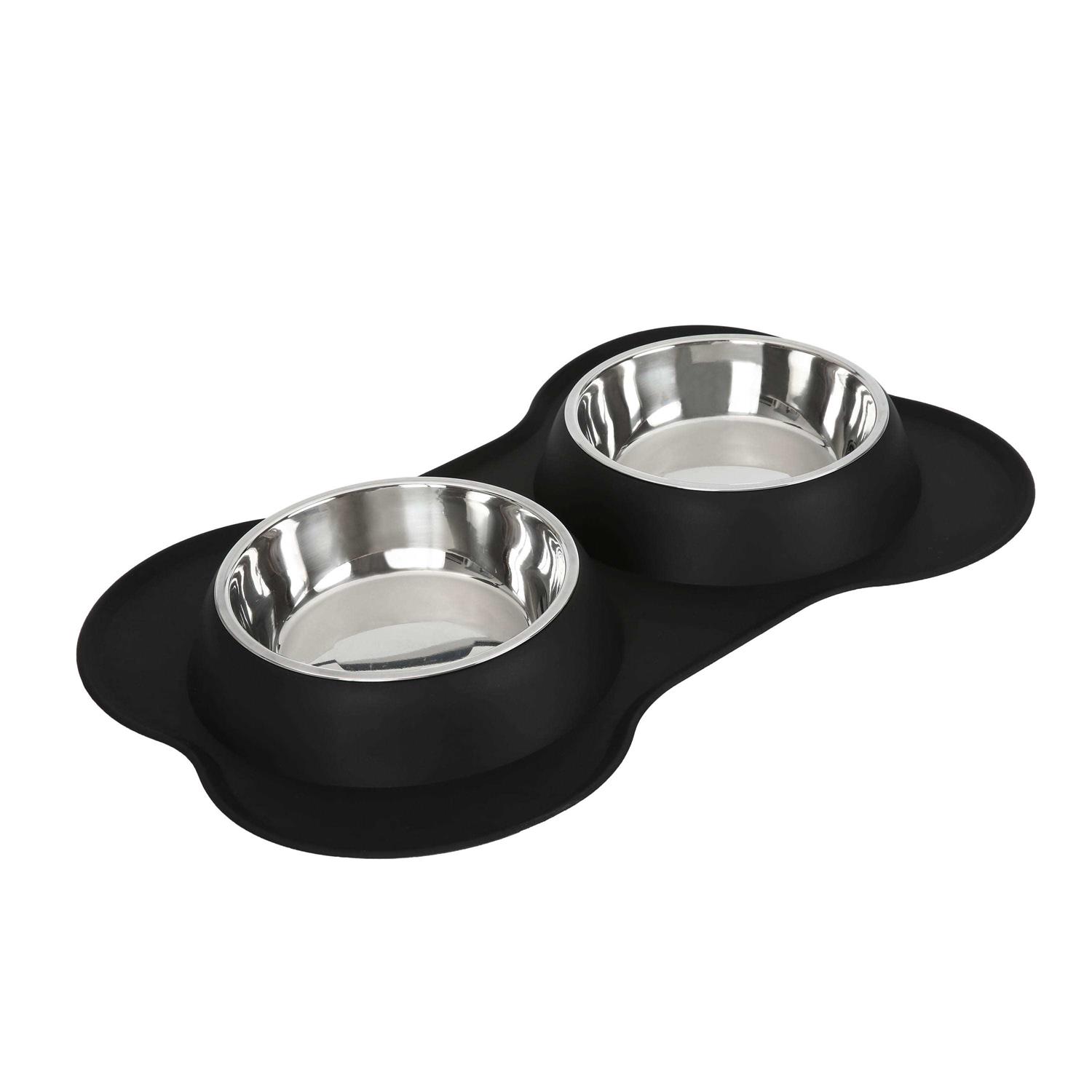Vibrant Life Double Dog Bowls with Bone Shaped Mat Diner Set - Pet Supplies online store