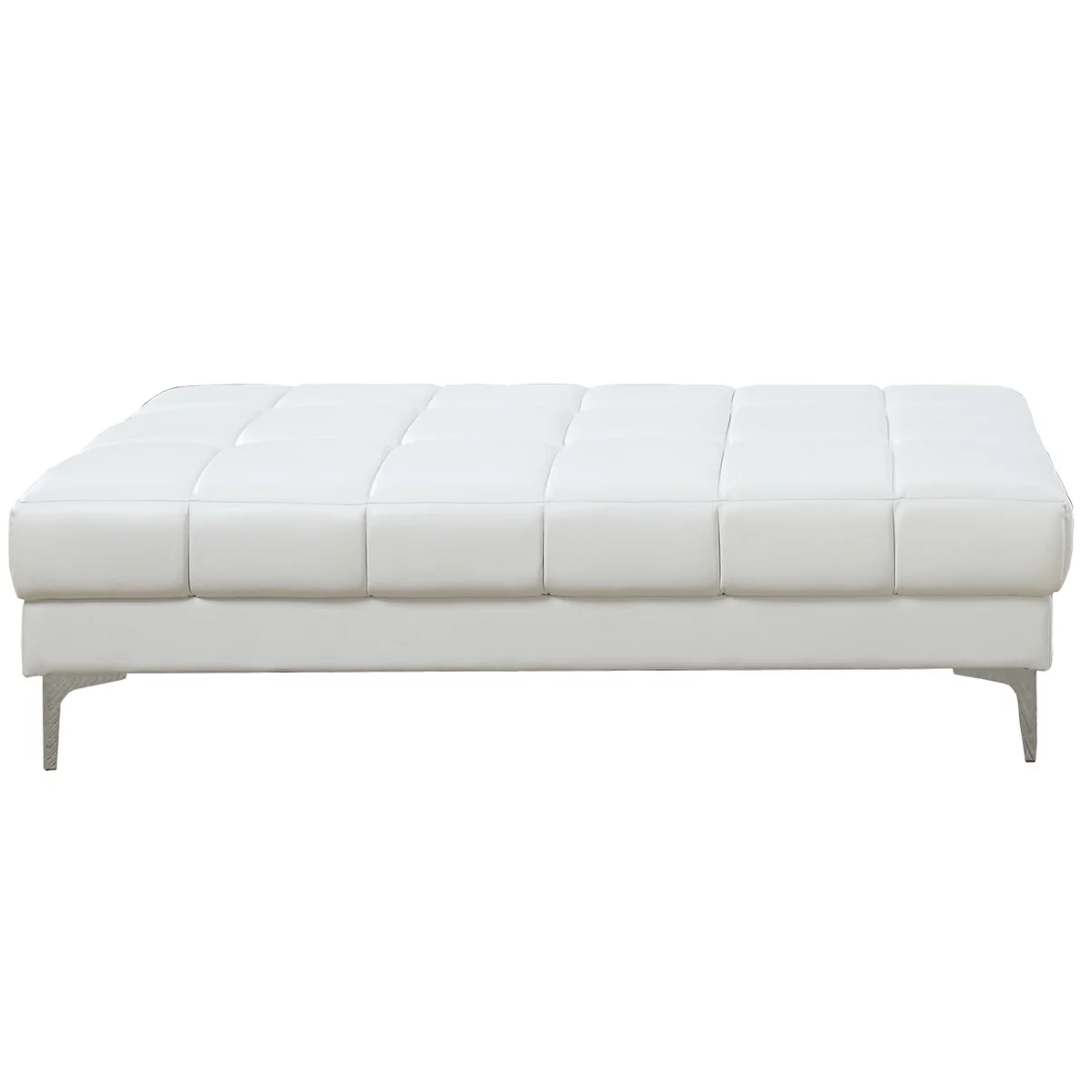 Poundex Bonded Leather Cocktail Ottoman, White