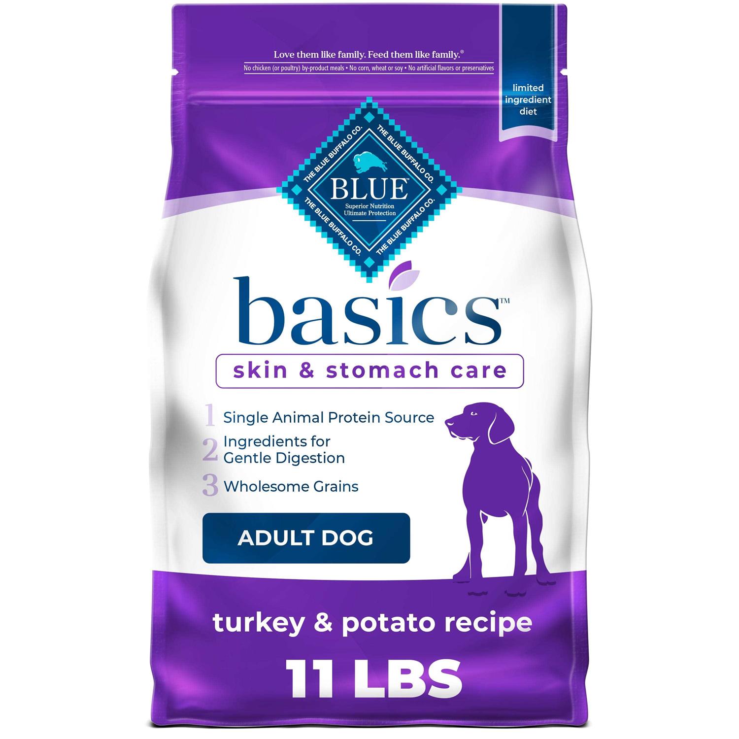 Blue Buffalo Basics Adult Skin & Stomach Care Turkey & Potato Recipe Dry Dog Food - Pet Supplies online store
