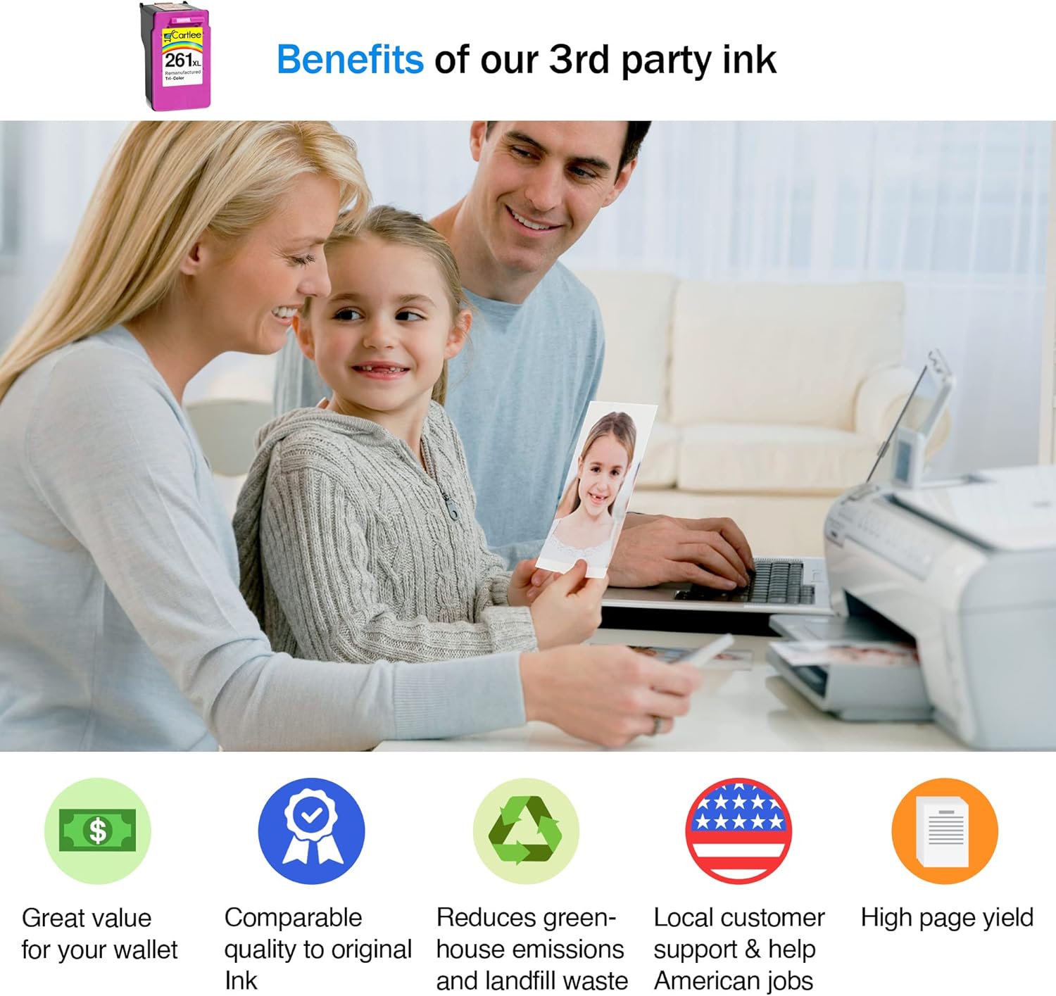 Cartlee Compatible Ink Cartridge Replacement for Canon 261 Color Ink Cartridge 261XL for Canon TS6400 Ink Cartridge for Canon TS6420 Ink Cartridge Pixma TS5320 TS5300 (1 color)