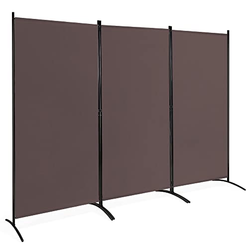 DORTALA 3-Panel Room Divider, Freestanding Folding Privacy Partition Screen with Steel Frame, Morden Room Divider for Separating Room in Bedroom, Office, Black