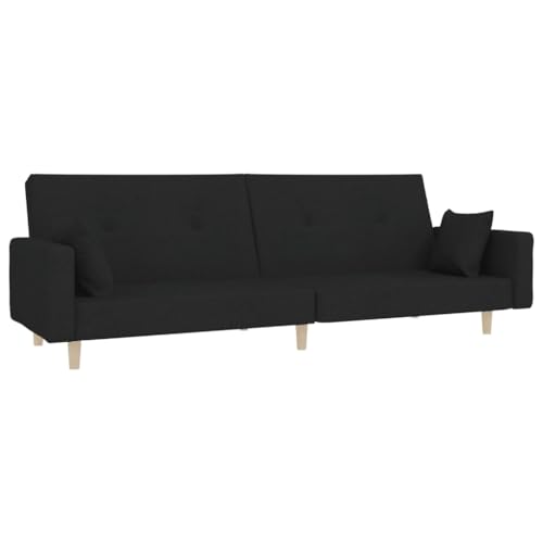 2-Seater Sofa Bed with Two Pillows,Reception Sofas,Living Room Furniture Sets,Accent Sofas,Upholstered Sofas,Home Decor,Casual Sofas,for Living Room,Bedroom,Apartment,Office,Black Fabric