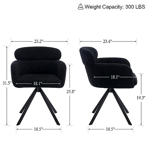 Swivel Chair Set of 1, Desk Chair Arm Chair for Home Office, Barrel Chair with Teddy Velvet Fabric and Cross Leg, Corner Chair for Bedroom, Living Room, Cream White