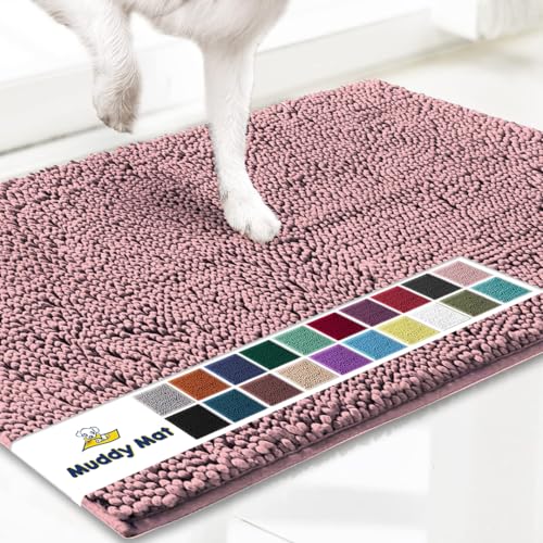 Muddy Mat® Shown on TV – Super Absorbent Microfiber Dog Door Mat for Muddy Paws, Non-Slip Washable Pet Rug, Quick Dry Chenille Entryway Carpet, Machine Washable Indoor Outdoor mat, Beige 30