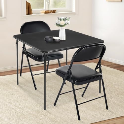 FurnitureR 6 Pack Folding Chairs, Padded Folding Chair Portable Foldable Chairs with Metal Legs for Home Office for Indoor and Outdoor Events (Black, 6 Pack)