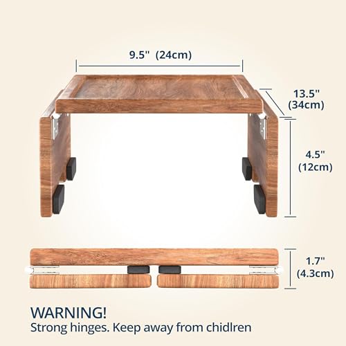 Sofa Armrest Tray – Acacia | Couch Arm Table - Clip-On Couch Desk Sofa Arm Tray