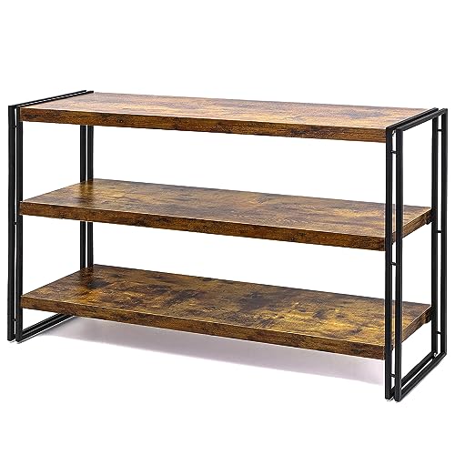 HCHQHS Bookshelf, 4-Tier Industrial Bookcase, Rustic Open Book Shelf, Freestanding Tall Bookshelves with Metal Frame