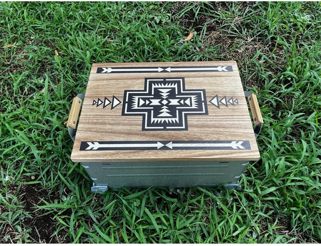 Outdoor Thin Shelf Container for 25 Top with Original Snow Peak Ortega Pattern Handmade Camping Outdoor