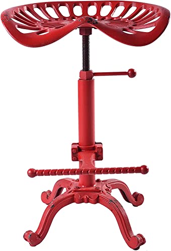 Vintage Tractor Seat Bar Stools Rustic 20-27inch Counter Height Adjustable Kitchen Island Chair Industrial Swivel Saddle Seat for Coffee House Office