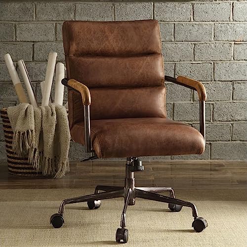 ergonomic office chair Light Luxury Retro Executive Seat, Office Chair wn Antique Slate Top Grain Leather Swivel Seat with Adjustable Height, Lift Swivel Computer Chair Furniture (A B)