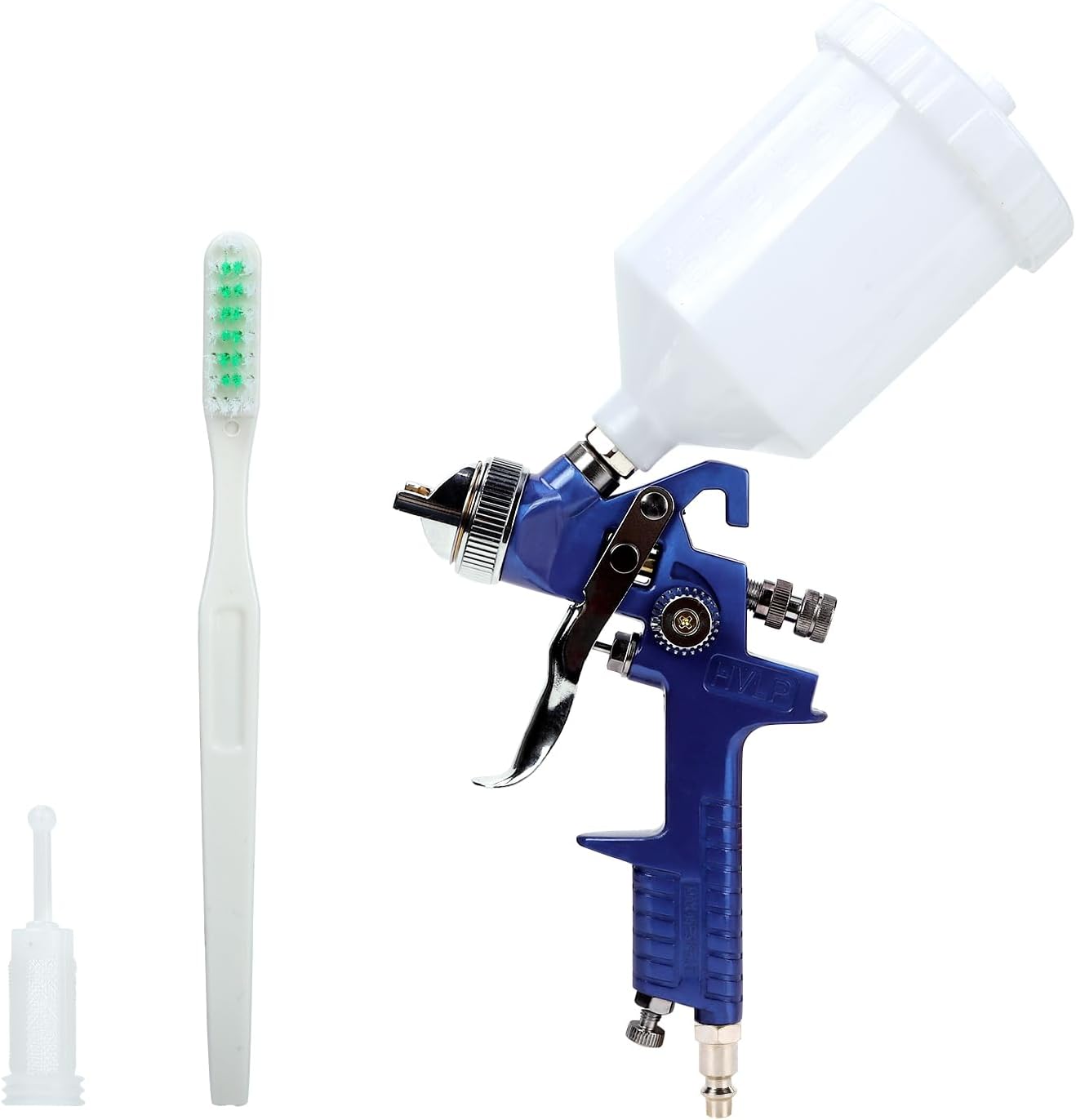 H-827 Professional HVLP Gravity Feed Air Spray Gun 1.7mm Nozzles Needle Cap Automotive Air Paint Sprayer Gun Kit with 600cc Capacity Cup Paint Gun for House Painting Car Furniture