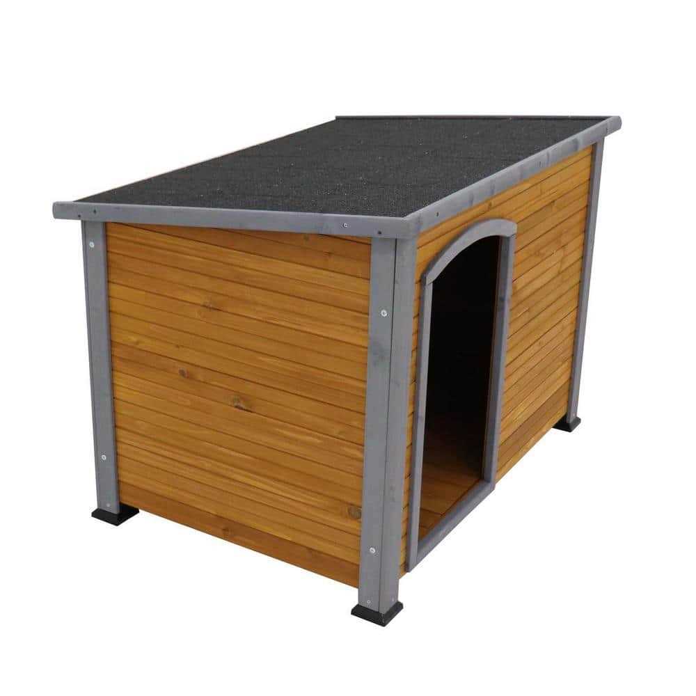 Tunearary Large Wooden Dog House in Brown for Outdoor -Indoor Winter with Raised Feet - Pet Supplies online store