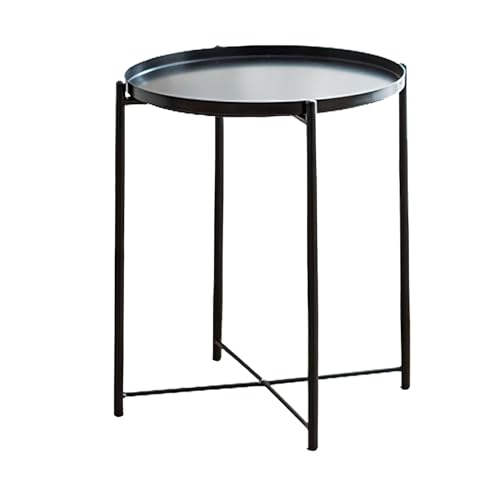 2 Tier Metal Side Table with Removable Tray, Metal End Tables Small Nightstand Accent Table Sofa Coffee Side Tables for Small Spaces Living Room Bedroom Office, Green