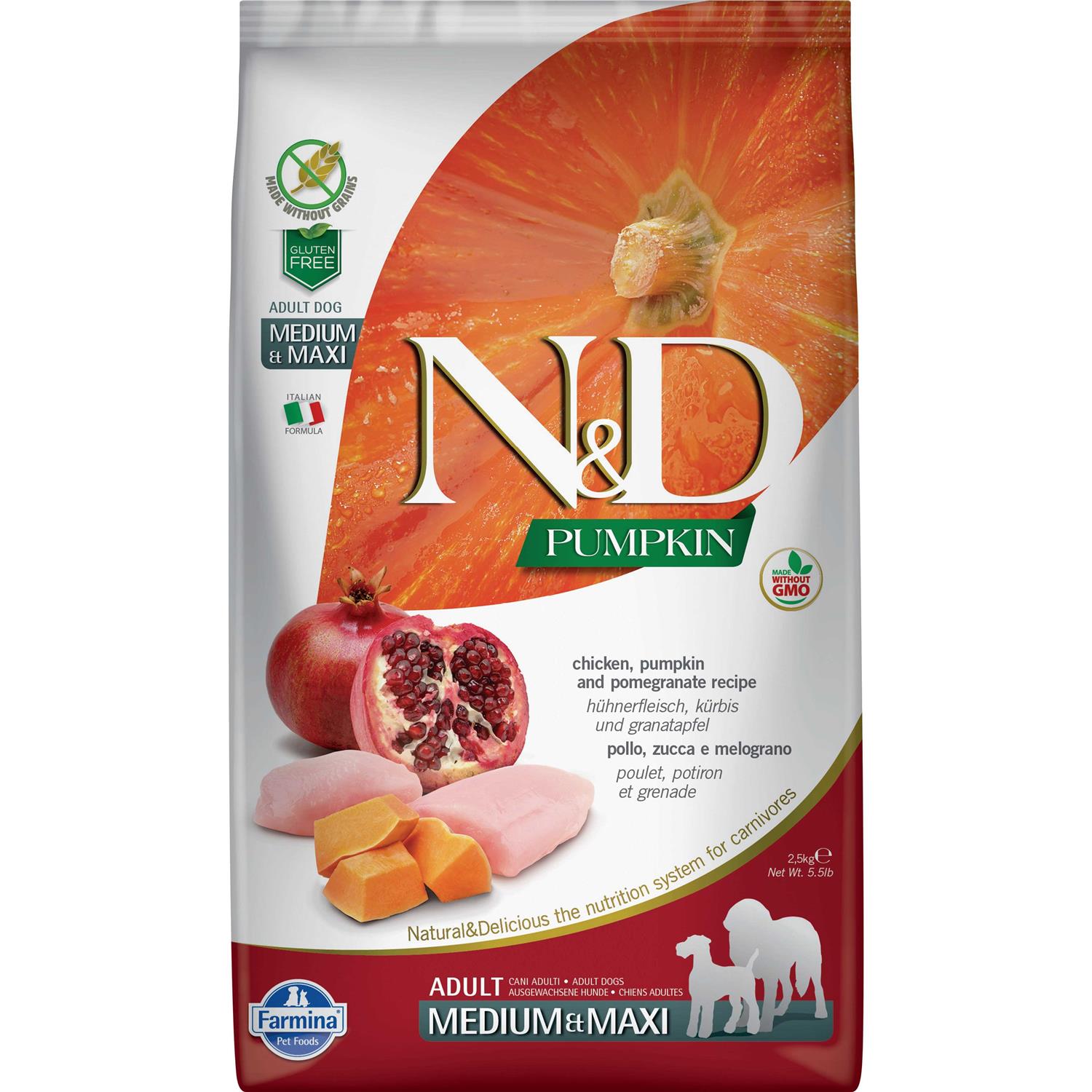 Farmina N&D Pumpkin Adult Medium Maxi Chicken & Pomegranate Dry Dog Food - Pet Supplies online store