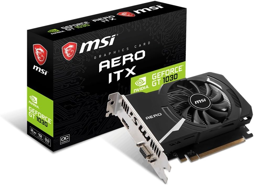 MSI GAMING GeForce GT 1030 2GB GDRR4 64-bit HDCP Support DirectX 12 ITX OC Graphics Card (GT 1030 AERO ITX 2GD4 OC)