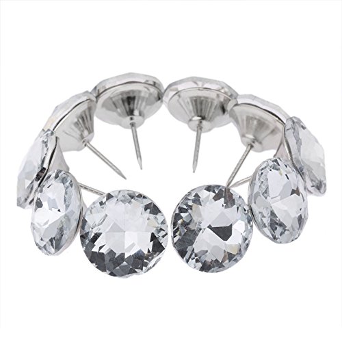 Mgoodoo 100PCS Diamond Upholstery Tacks, 30mm(1-3/16'') Crystal Furniture Nails Pins Studs for Tufted Bed Headboard Sofa Corkboard Home Decoration