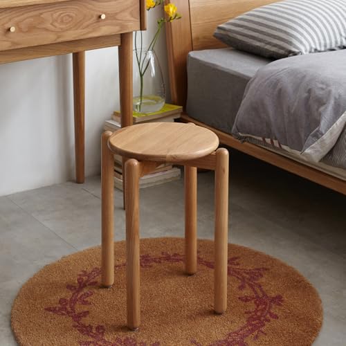 100% Solid Wood Stackable Stools, Modern Barstools for Kitchen, Dining Room, Living Room, and Classroom (Walnut Color)