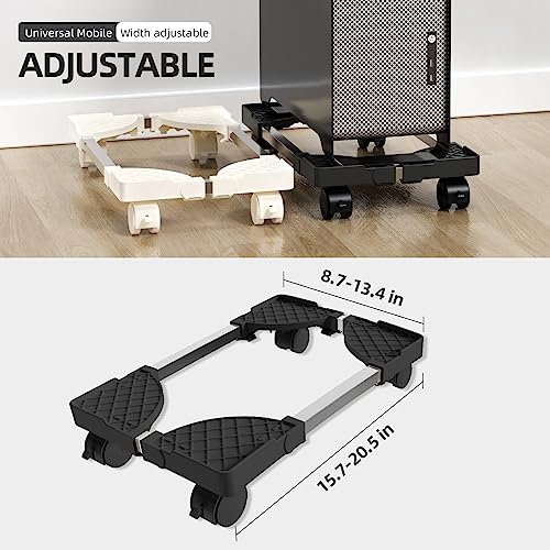 Computer Tower Stand, Adjustable Mobile CPU Stand, CPU Holder PC Tower Stand with Rolling Caster Wheels, Pc Floor Riser Stand, Computer Stand for Desktop Tower Fits Most PC Gaming Desk Accessories