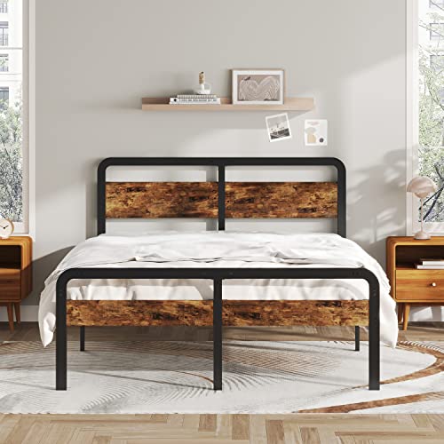 18 Inch Twin XL Bed Frame with Wood Headboard and Footboard, Platform Twin XL Bed Frames No Box Spring Needed with Heavy Duty Slats for Kids, Easy Assembly