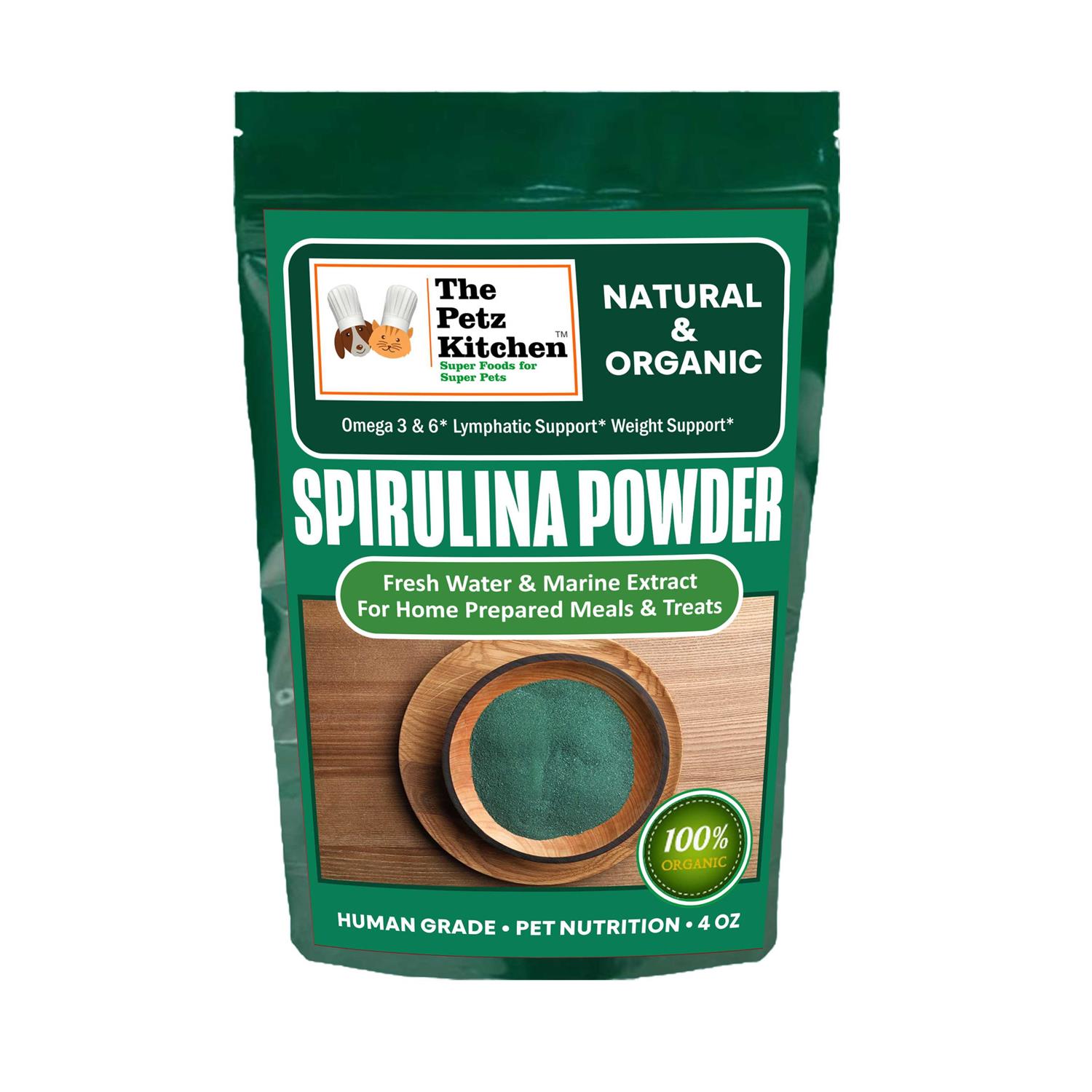 The Petz Kitchen Spirulina Omega 3 & 6 Lymphatic Weight Probiotic Immune Support Petz Organic Spirulina Powder - Pet Supplies online store