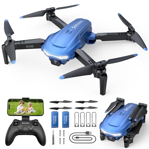S450 Drones for Kids, FPV Drone with Camera 1080P and 2 Battreies, One Key Take Off/Land, Speed Adjustment, Altitude Hold, Mini Foldable RC Quadcopter Toys Gifts for Beginners