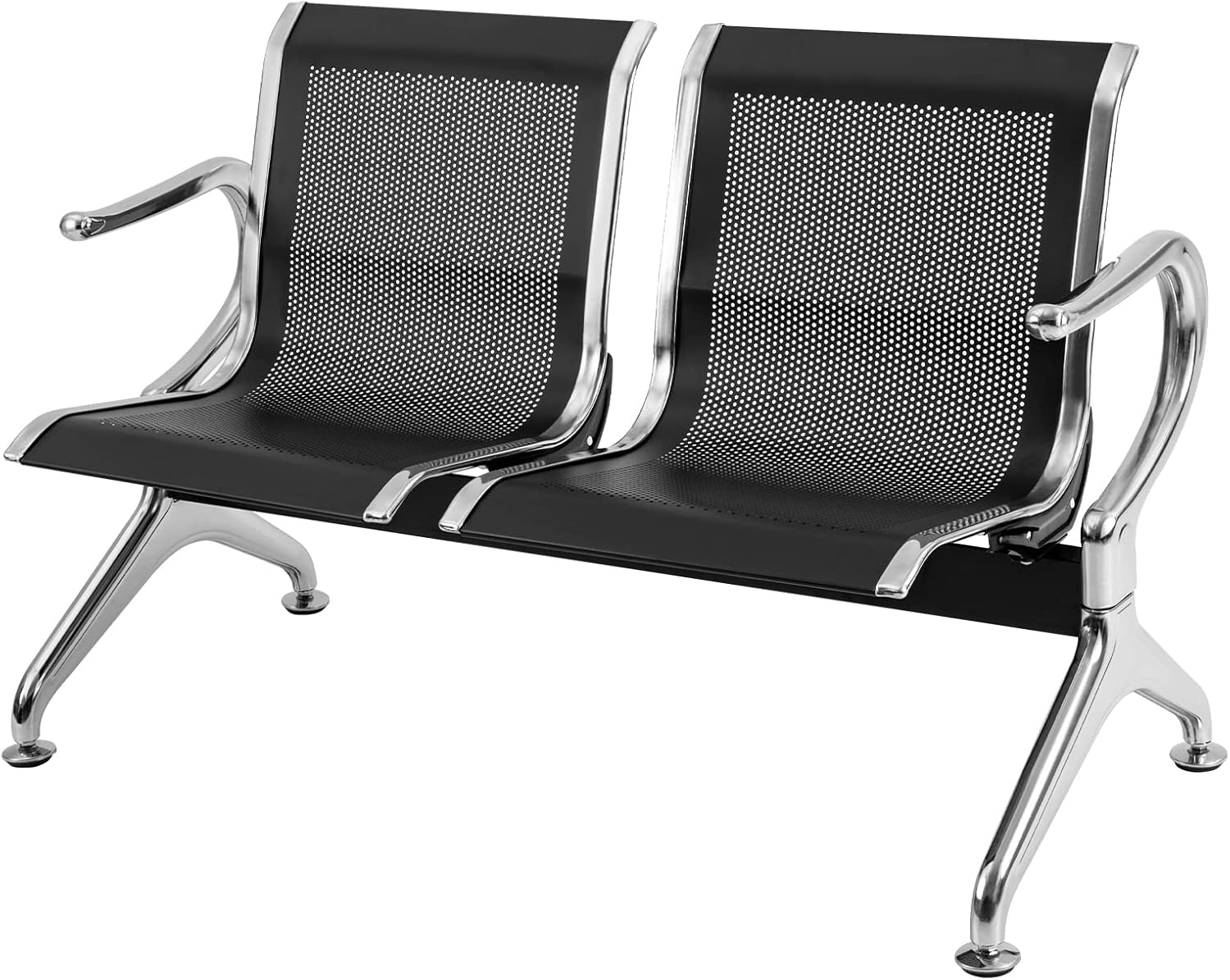 Waiting Room Chair 2-Seat Airport Reception Chairs,Guest Reception Lobby Benches with Arms for for Business Office,Bank,Hospital,School,Black