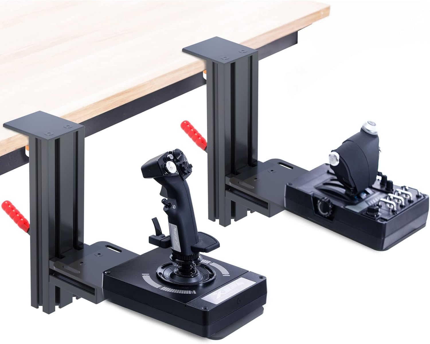 Meza-Set of 2 Hotas Desk Mounts Joystick Mount Compatible with Logitech G X52/X52 Pro/X56/X56 Rhino/Thrustmaster T.16000M FCS/TCA Officer Pack Airbus Hotas Mount