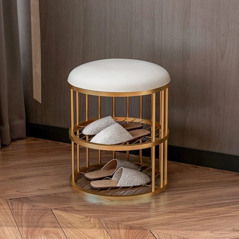 Change Shoes Stool Chair Sofa Round Stool with Metal Shoe Rack Shoe Organizer Shoe-Shelf Furniture Home