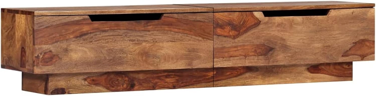 Tidyard TV Stand with 2 Storage Drawers Sheesham Wood Television Cabinet Sofa End Side Table for Living Room Bedroom 57.1 x 11.8 x 11.8 in