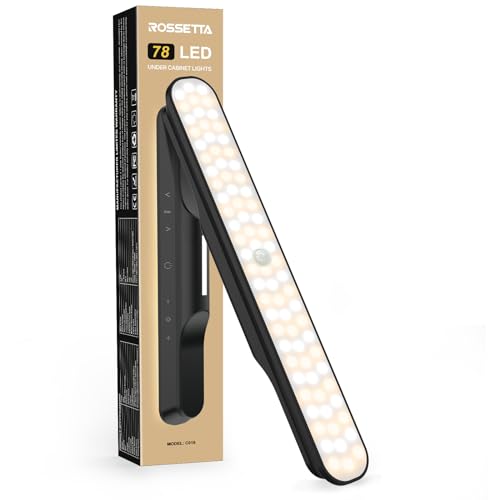 Under Cabinet Lights, 78 LED Lights Battery Operated Motion Sensor Light Indoor, Wireless Rechargeable Dimmable Closet Lights Under Cabinet Lighting for Kitchen Closet Stairs Hallway