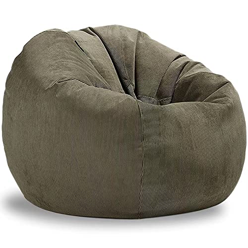 Corduroy Sofa Cover Bean Bag Chair Pouf Ottoman Big Beanbag Puff Sac Recliner Lounge Floor Corner Seat Futon (Color : White, Size : 80cm)