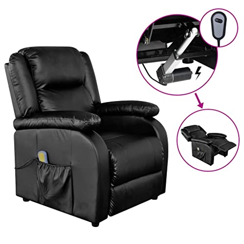 Electric Massage Chair,Reading Chair,Adjustable TV Chair,Ergonomic Office Chair,8 Massage Nodes,Adjustable Backrest and Footrest,Use in Hotels,Commercial Leisure Area, Black Faux Leather