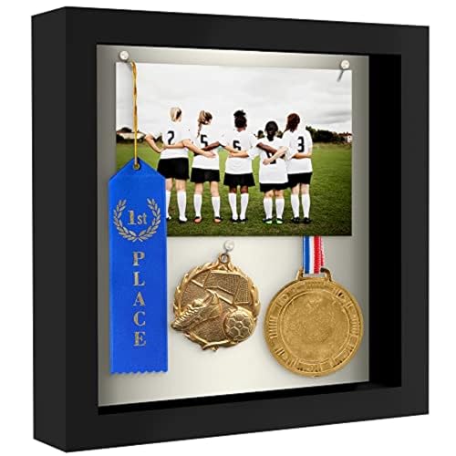 Americanflat 11x14 Shadow Box Frame with Shatter-Resistant Glass - Silhouette Collection - Large Shadow Box Display Case for Tabletop and Wall Display - Dark Oak with Soft Linen Back