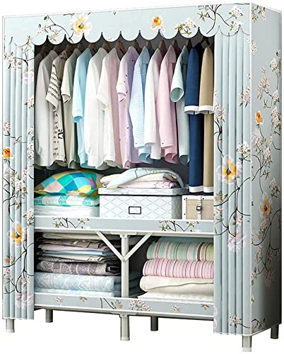 Portable Closets Cloth WardrobePortable Wardrobe Cloth Wardrobe Girl Wardrobe, Creativity Metal Bedroom Closet Clothing Rack Portable Folding Hanging Clothes Rail Wardrobe 170Cm High,E,172 * 80 * 48Cm