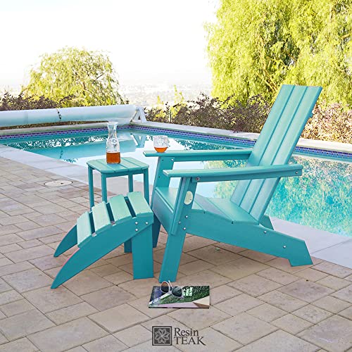 RESINTEAK Adirondack Chair, All Weather Resistant, HDPE Plastic Poly Lumber, Comfortable Premium Outdoor Adirondack Chairs, Classic Essential Adirondack Chairs (Black, Non-Folding)