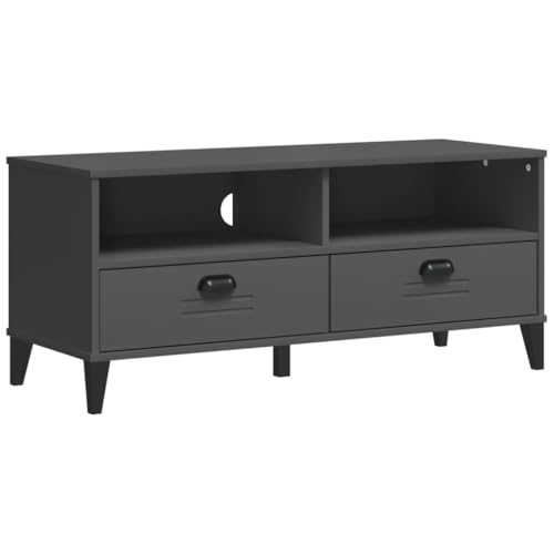 TV Stand Anthracite Gray Solid Wood Pine,Industrial Wooden TV Cabinet with Spacious Storage and Display Function for Living Room Living Room Furniture